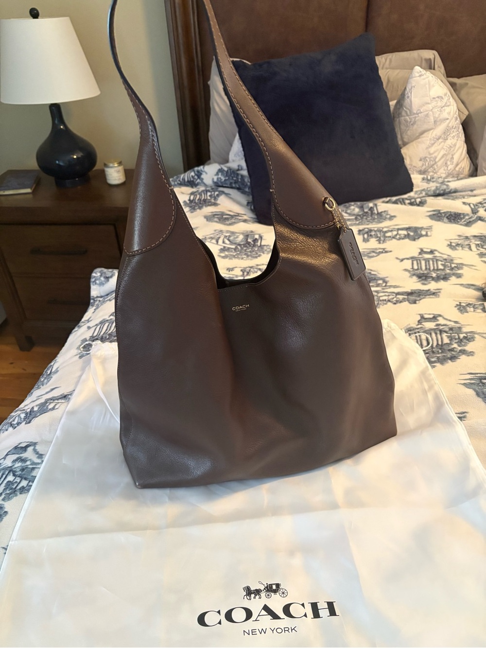 Authentic Coach Brooklyn SB 39 dark Brown Pebbled Leather Shoulder Hobo